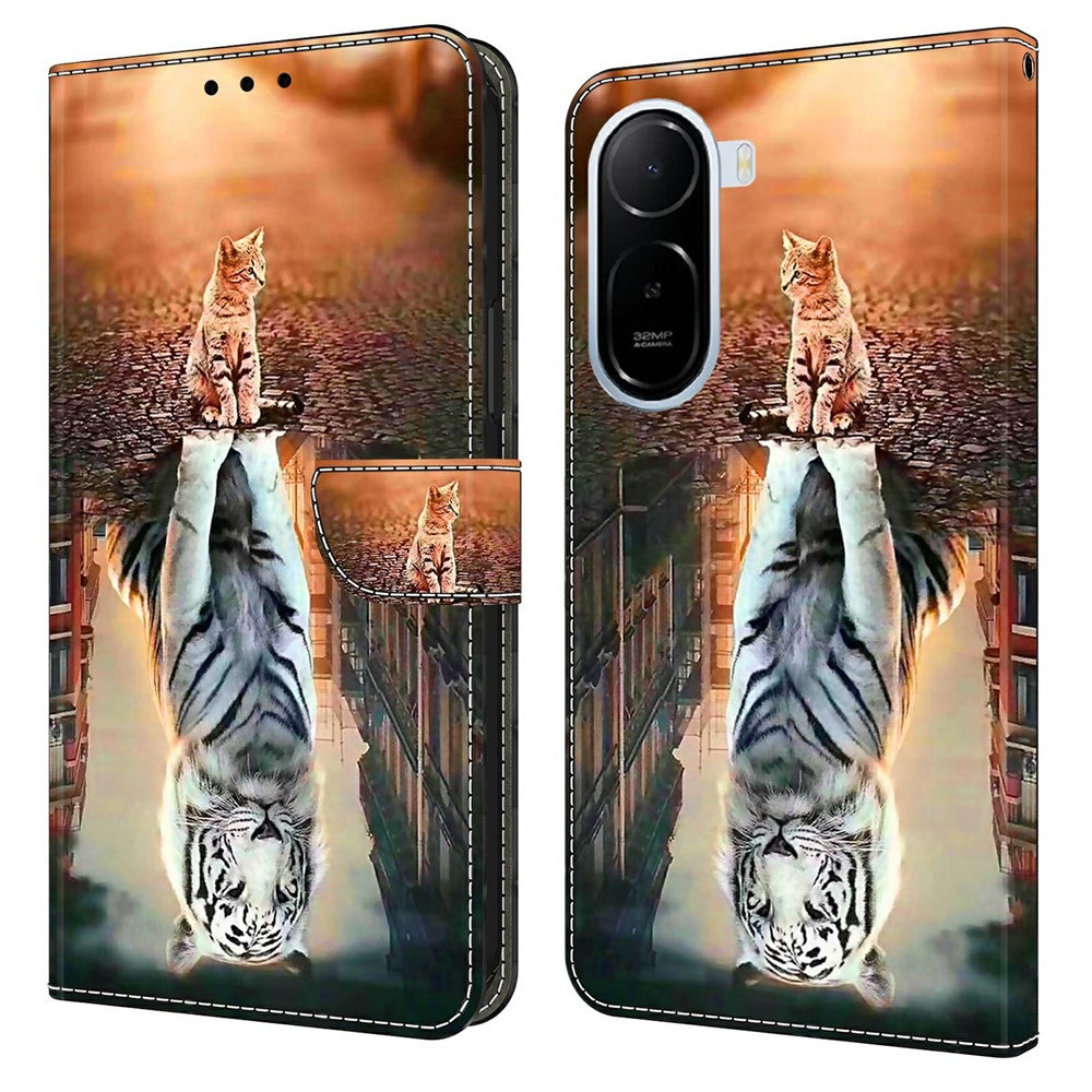 Wallet Case for Xiaomi Redmi A7 Pro 4G (171.56mm) / A7 Pro 5G / Poco C85x 5G Magnetic Clasp 3D Pattern Leather Phone Cover