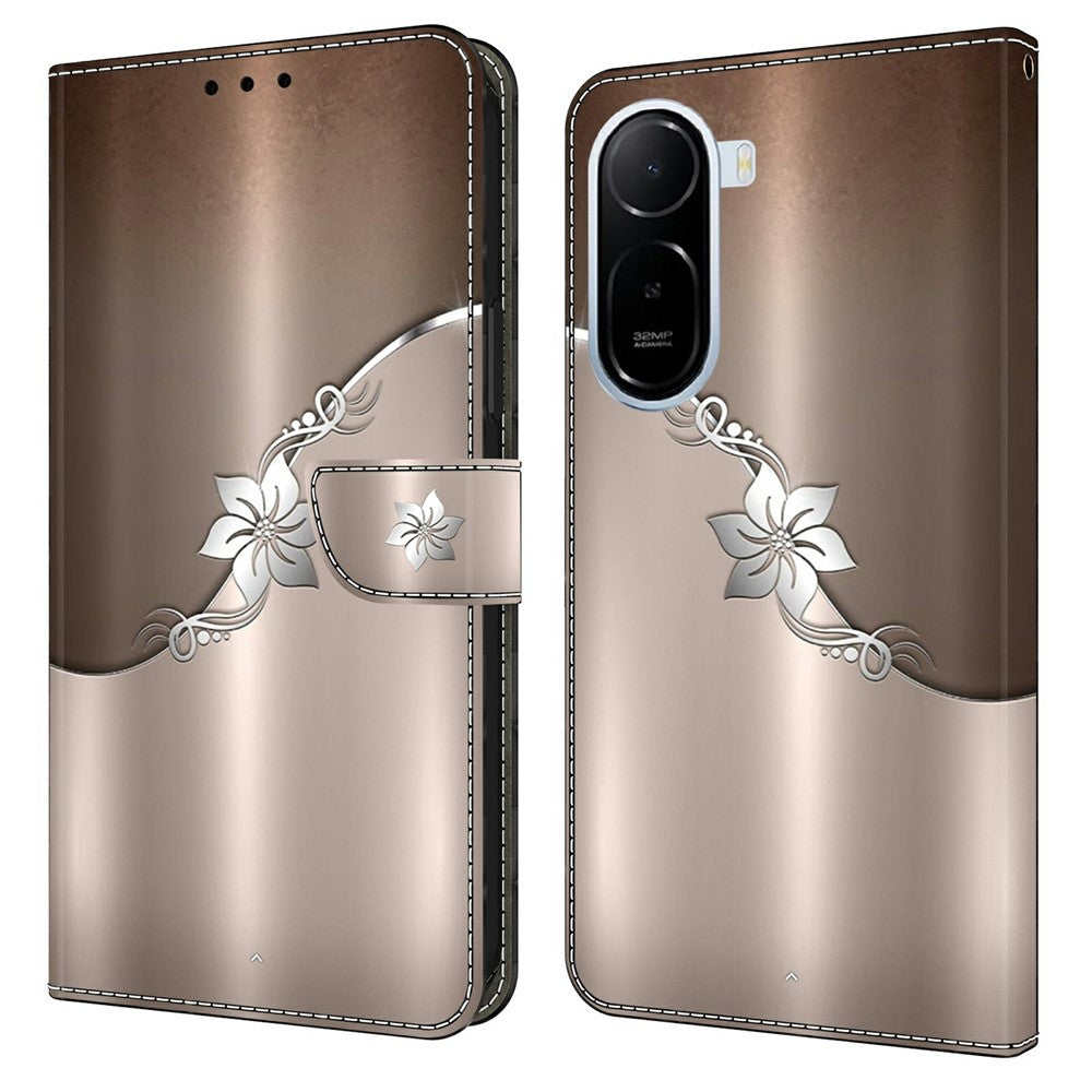 Wallet Case for Xiaomi Redmi A7 Pro 4G (171.56mm) / A7 Pro 5G / Poco C85x 5G Magnetic Clasp 3D Pattern Leather Phone Cover