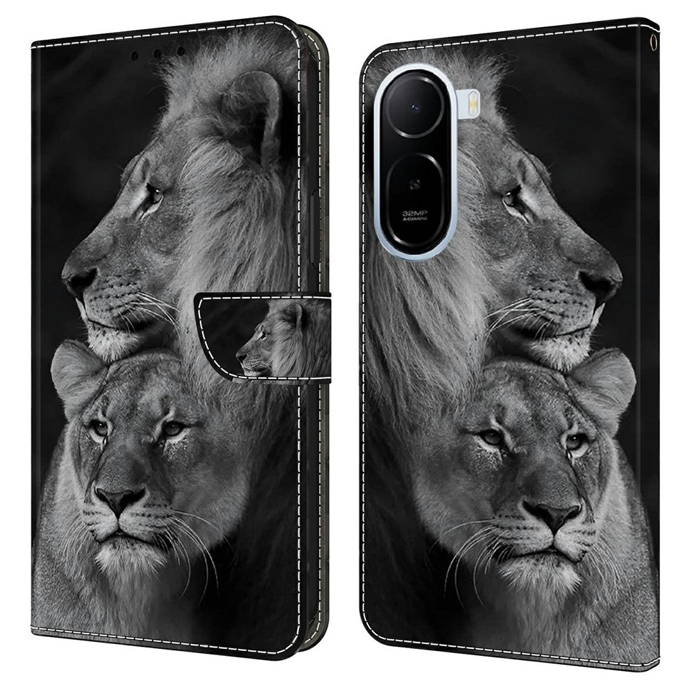 Wallet Case for Xiaomi Redmi A7 Pro 4G (171.56mm) / A7 Pro 5G / Poco C85x 5G Magnetic Clasp 3D Pattern Leather Phone Cover