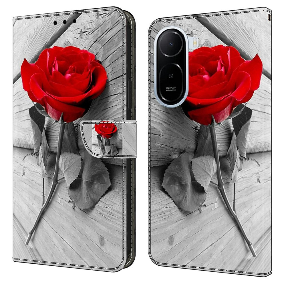 Wallet Case for Xiaomi Redmi A7 Pro 4G (171.56mm) / A7 Pro 5G / Poco C85x 5G Magnetic Clasp 3D Pattern Leather Phone Cover