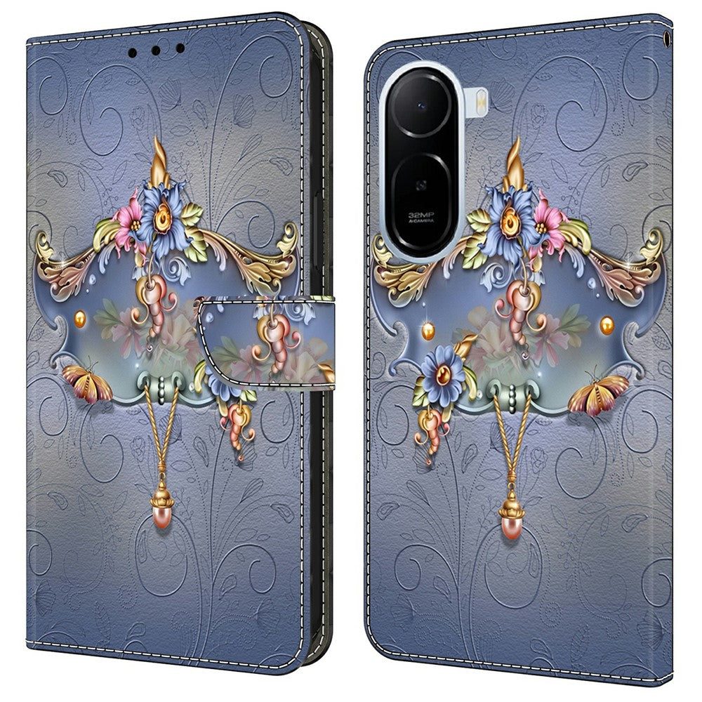 Plånboksfodral för Xiaomi Redmi A7 Pro 4G (171.56mm) / Redmi A7 Pro 5G / Poco C85x 5G PU-lädermobilskal med stativ