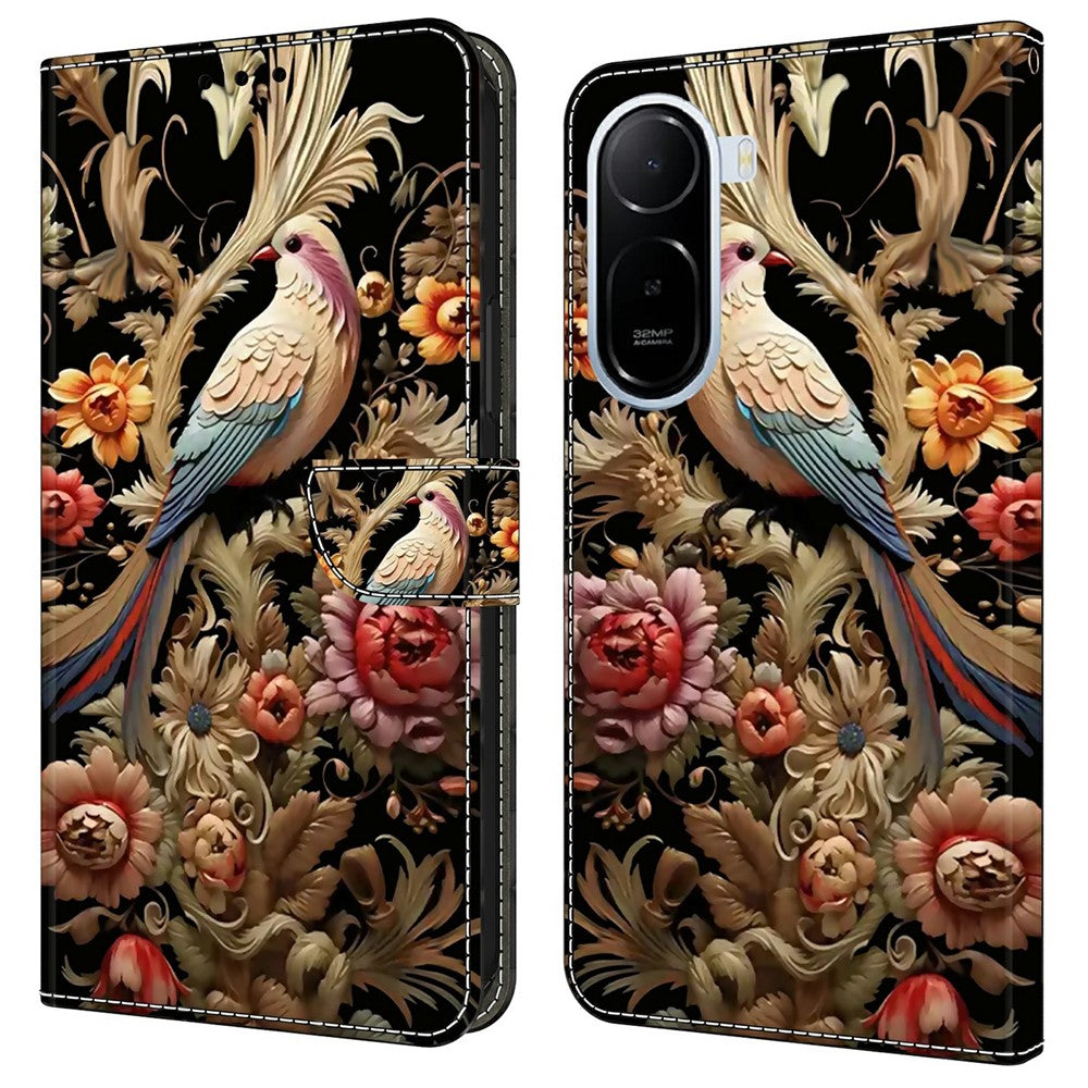 Plånboksfodral för Xiaomi Redmi A7 Pro 4G (171.56mm) / Redmi A7 Pro 5G / Poco C85x 5G PU-lädermobilskal med stativ
