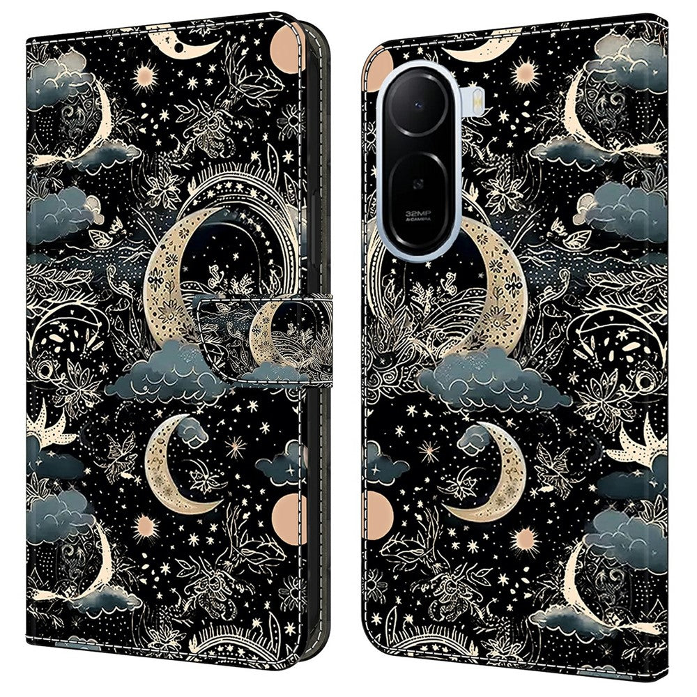 Plånboksfodral för Xiaomi Redmi A7 Pro 4G (171.56mm) / Redmi A7 Pro 5G / Poco C85x 5G PU-lädermobilskal med stativ