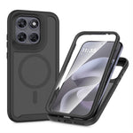 Magnetisk mobiltelefonetui 3-i-1 för Motorola Moto G77 5G / G67 5G, gennemsigtigt etui med berøringsskærm, PC, TPU og PET-skærm
