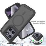 Magnetisk mobiltelefonetui 3-i-1 för Motorola Moto G77 5G / G67 5G, gennemsigtigt etui med berøringsskærm, PC, TPU og PET-skærm