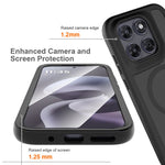 Magnetisk mobiltelefonetui 3-i-1 för Motorola Moto G77 5G / G67 5G, gennemsigtigt etui med berøringsskærm, PC, TPU og PET-skærm