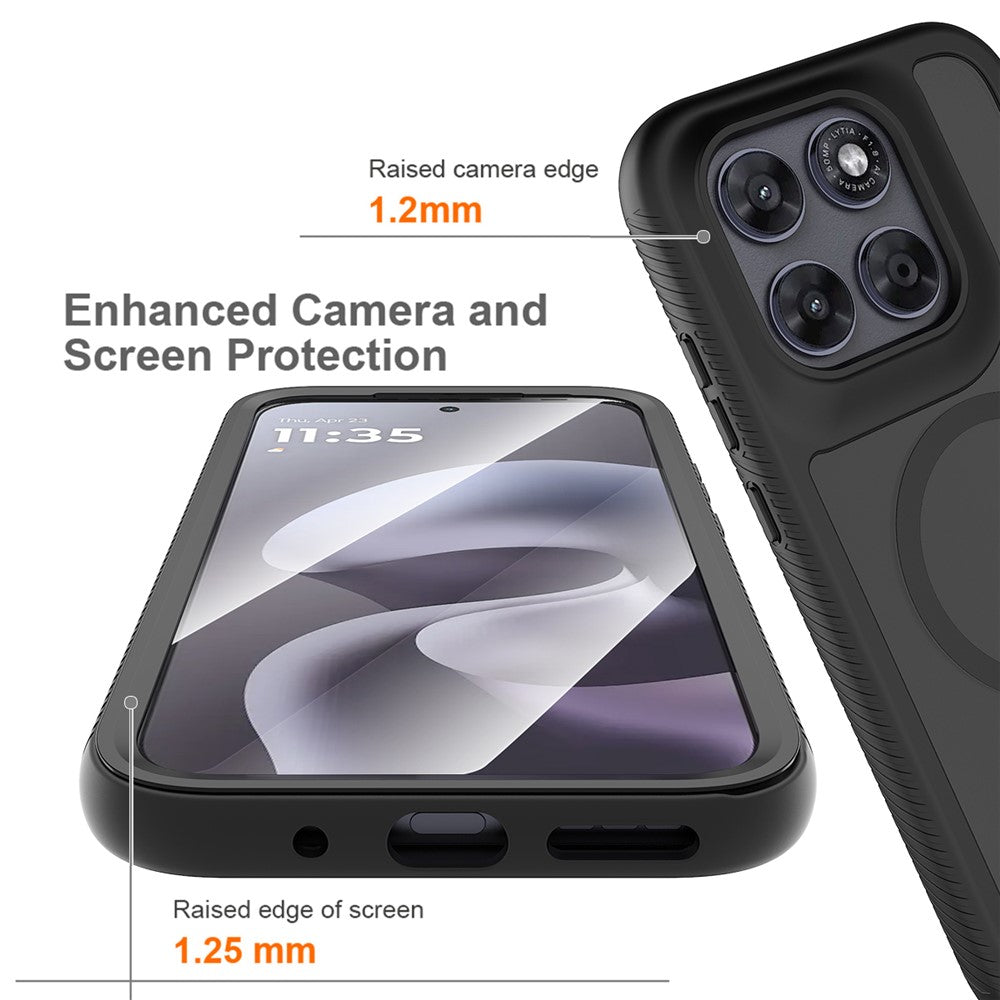 Magnetisk mobiltelefonetui 3-i-1 för Motorola Moto G77 5G / G67 5G, gennemsigtigt etui med berøringsskærm, PC, TPU og PET-skærm
