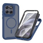 Magnetisk mobiltelefonetui 3-i-1 för Motorola Moto G77 5G / G67 5G, gennemsigtigt etui med berøringsskærm, PC, TPU og PET-skærm