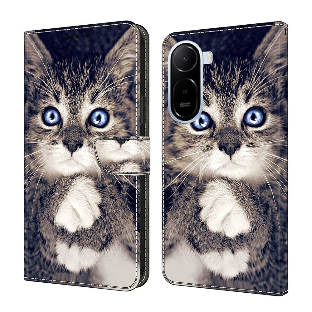 Leather Case For Xiaomi Redmi A7 Pro 4G (171.56mm) / A7 Pro 5G / Poco C85x 5G Pattern Printing Stand Flip Phone Cover