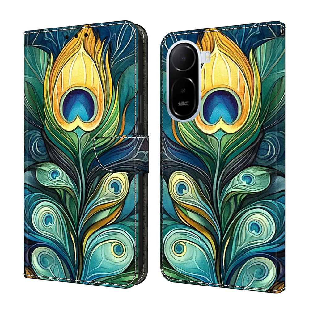 Leather Case For Xiaomi Redmi A7 Pro 4G (171.56mm) / A7 Pro 5G / Poco C85x 5G Pattern Printing Stand Flip Phone Cover