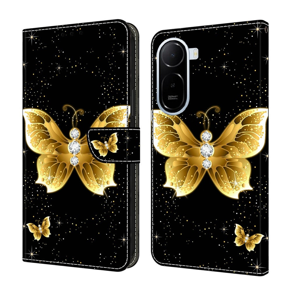 Leather Case For Xiaomi Redmi A7 Pro 4G (171.56mm) / A7 Pro 5G / Poco C85x 5G Pattern Printing Stand Flip Phone Cover
