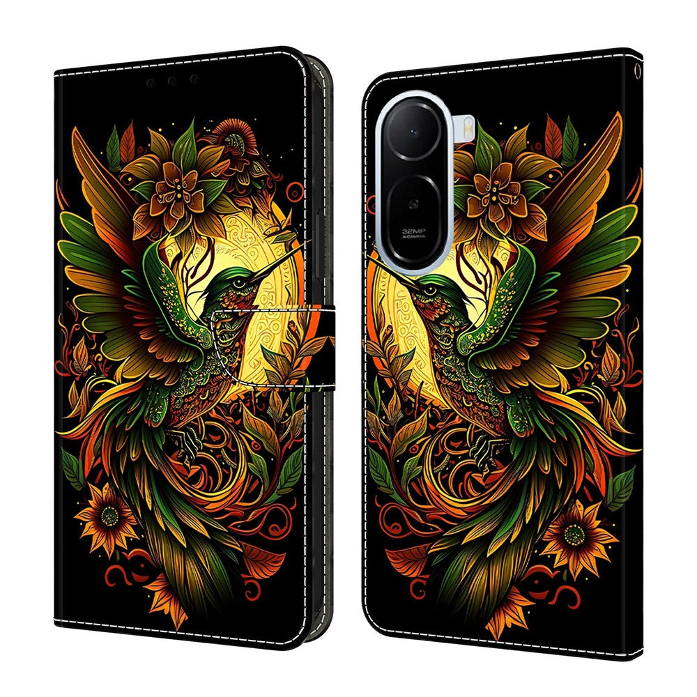 Leather Case For Xiaomi Redmi A7 Pro 4G (171.56mm) / A7 Pro 5G / Poco C85x 5G Pattern Printing Stand Flip Phone Cover