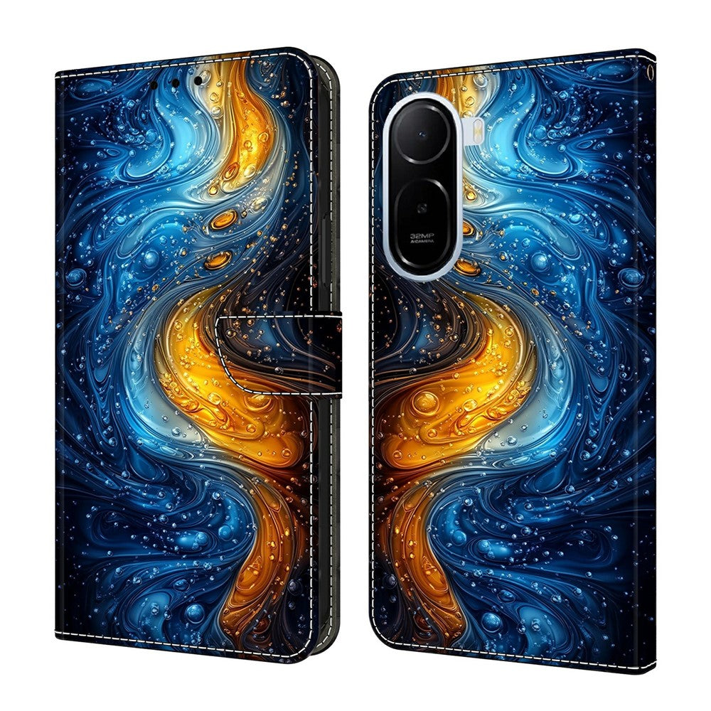 Leather Case For Xiaomi Redmi A7 Pro 4G (171.56mm) / A7 Pro 5G / Poco C85x 5G Pattern Printing Stand Flip Phone Cover