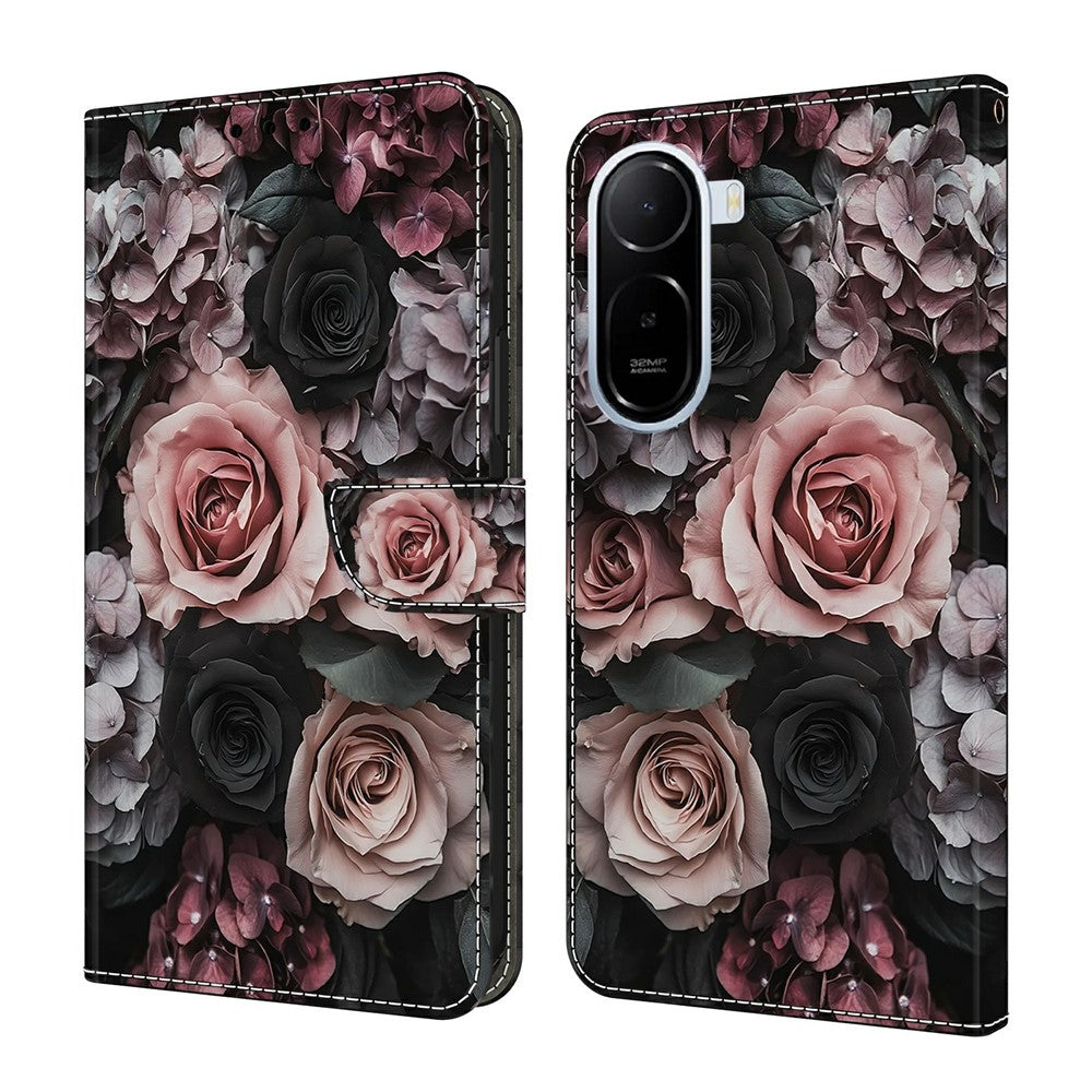 Leather Case For Xiaomi Redmi A7 Pro 4G (171.56mm) / A7 Pro 5G / Poco C85x 5G Pattern Printing Stand Flip Phone Cover