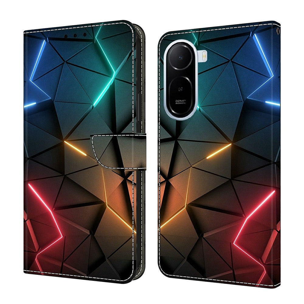 Wallet Case For Xiaomi Redmi A7 Pro 4G (171.56mm)  /  Redmi A7 Pro 5G  /  Poco C85x 5G Stand Pattern Printing PU Leather Flip Phone Cover