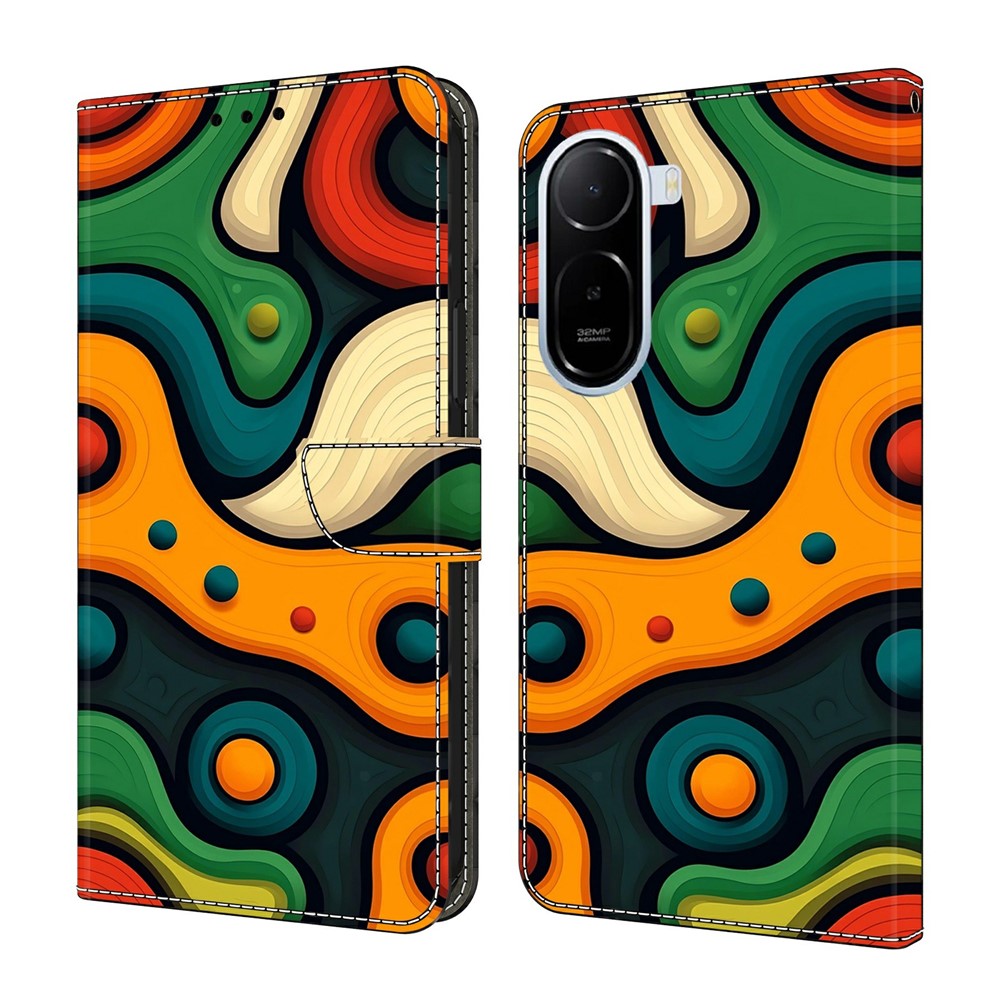 Wallet Case For Xiaomi Redmi A7 Pro 4G (171.56mm) / A7 Pro 5G / Poco C85x 5G Foldable Stand Pattern Printing PU Leather Flip Phone Cover