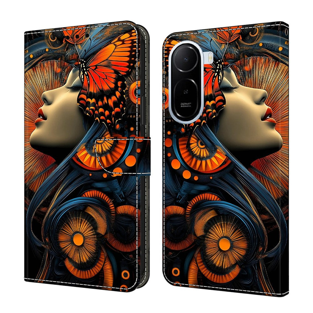 Wallet Case For Xiaomi Redmi A7 Pro 4G (171.56mm) / A7 Pro 5G / Poco C85x 5G Foldable Stand Pattern Printing PU Leather Flip Phone Cover