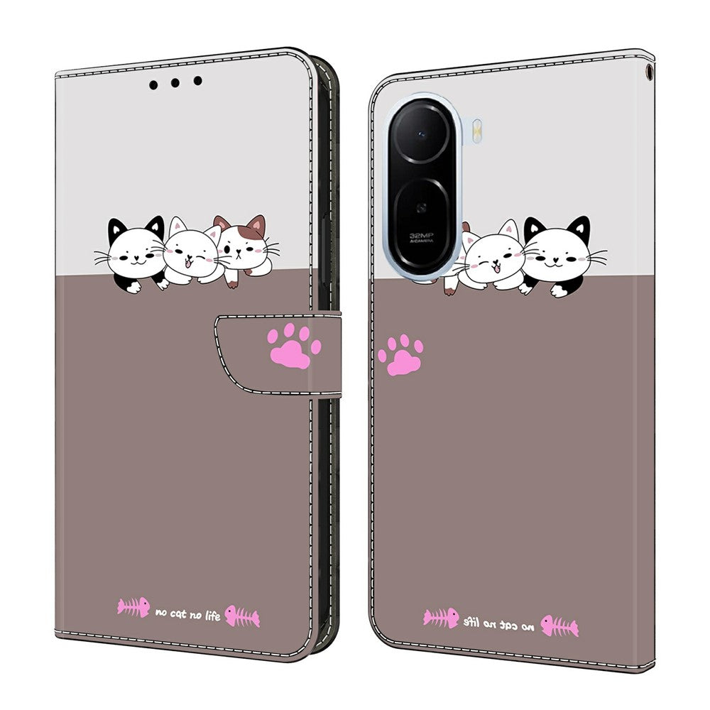 Wallet Case For Xiaomi Redmi A7 Pro 4G (171.56mm) / A7 Pro 5G / Poco C85x 5G Foldable Stand Pattern Printing PU Leather Flip Phone Cover