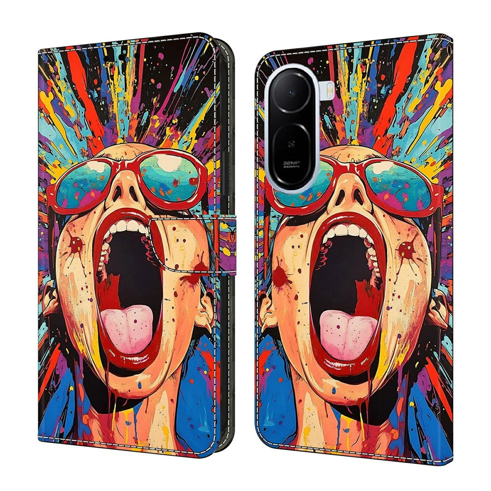 Wallet Case For Xiaomi Redmi A7 Pro 4G (171.56mm) / A7 Pro 5G / Poco C85x 5G Foldable Stand Pattern Printing PU Leather Flip Phone Cover