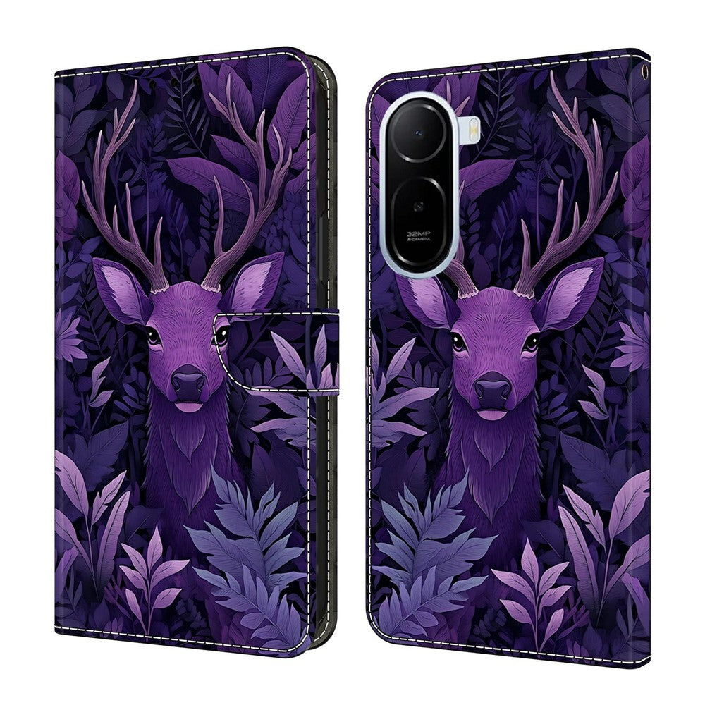 Wallet Case For Xiaomi Redmi A7 Pro 4G (171.56mm) / A7 Pro 5G / Poco C85x 5G Foldable Stand Pattern Printing PU Leather Flip Phone Cover