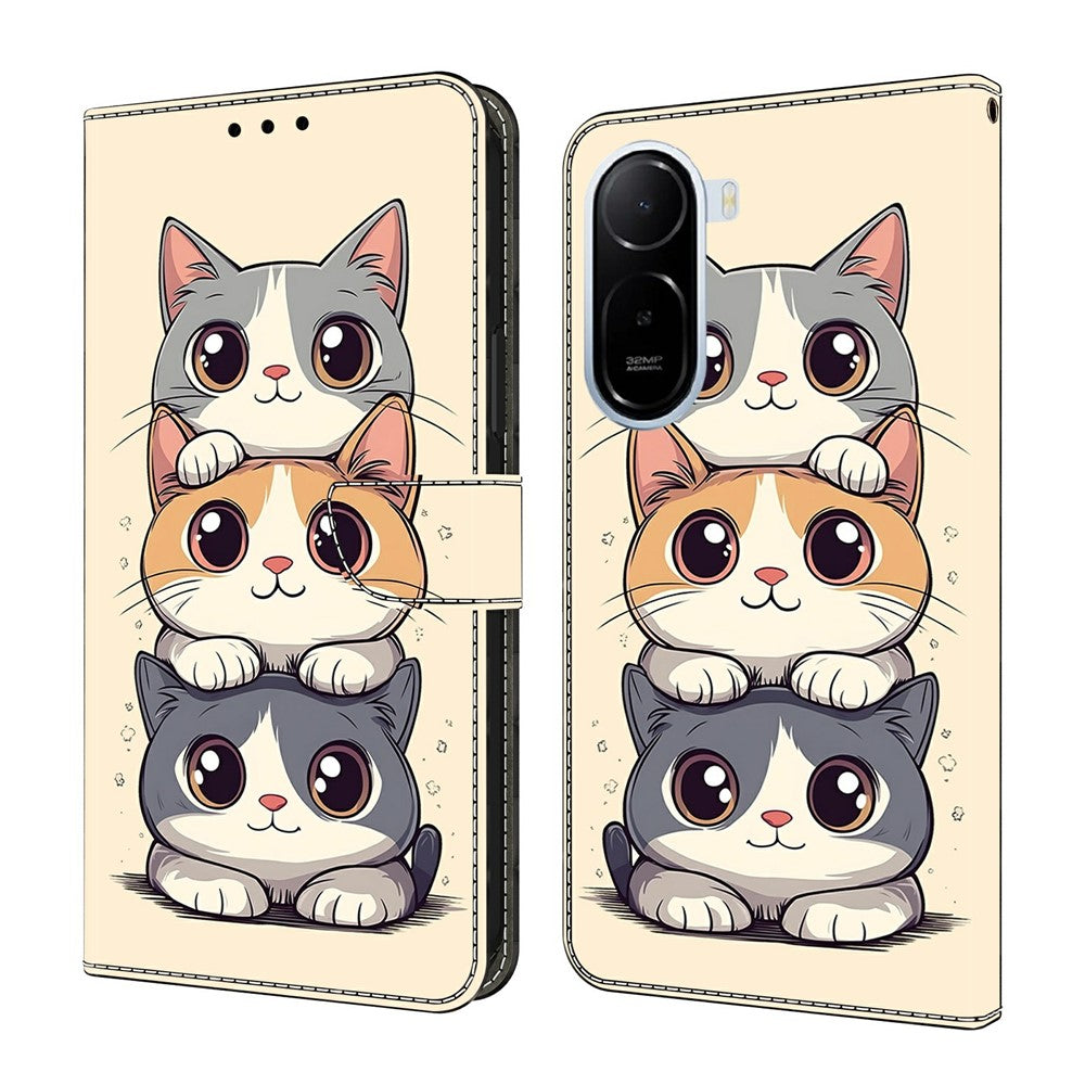For Xiaomi Redmi A7 Pro 4G (171.56mm)  /  Redmi A7 Pro 5G  /  Poco C85x 5G Wallet Case Foldable Stand Pattern Printing Leather Flip Phone Cover