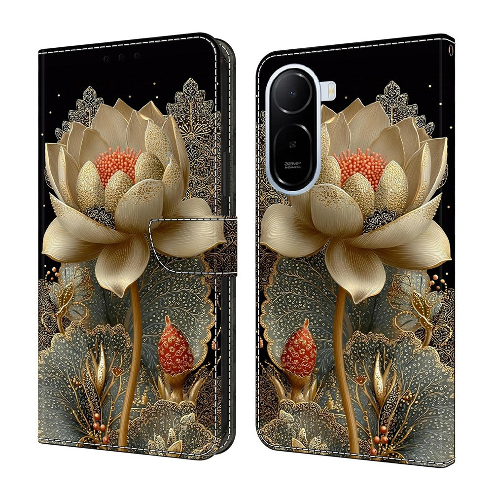 For Xiaomi Redmi A7 Pro 4G (171.56mm)  /  Redmi A7 Pro 5G  /  Poco C85x 5G Wallet Case Foldable Stand Pattern Printing Leather Flip Phone Cover