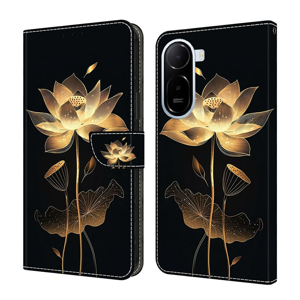 For Xiaomi Redmi A7 Pro 4G (171.56mm)  /  Redmi A7 Pro 5G  /  Poco C85x 5G Wallet Case Foldable Stand Pattern Printing Leather Flip Phone Cover