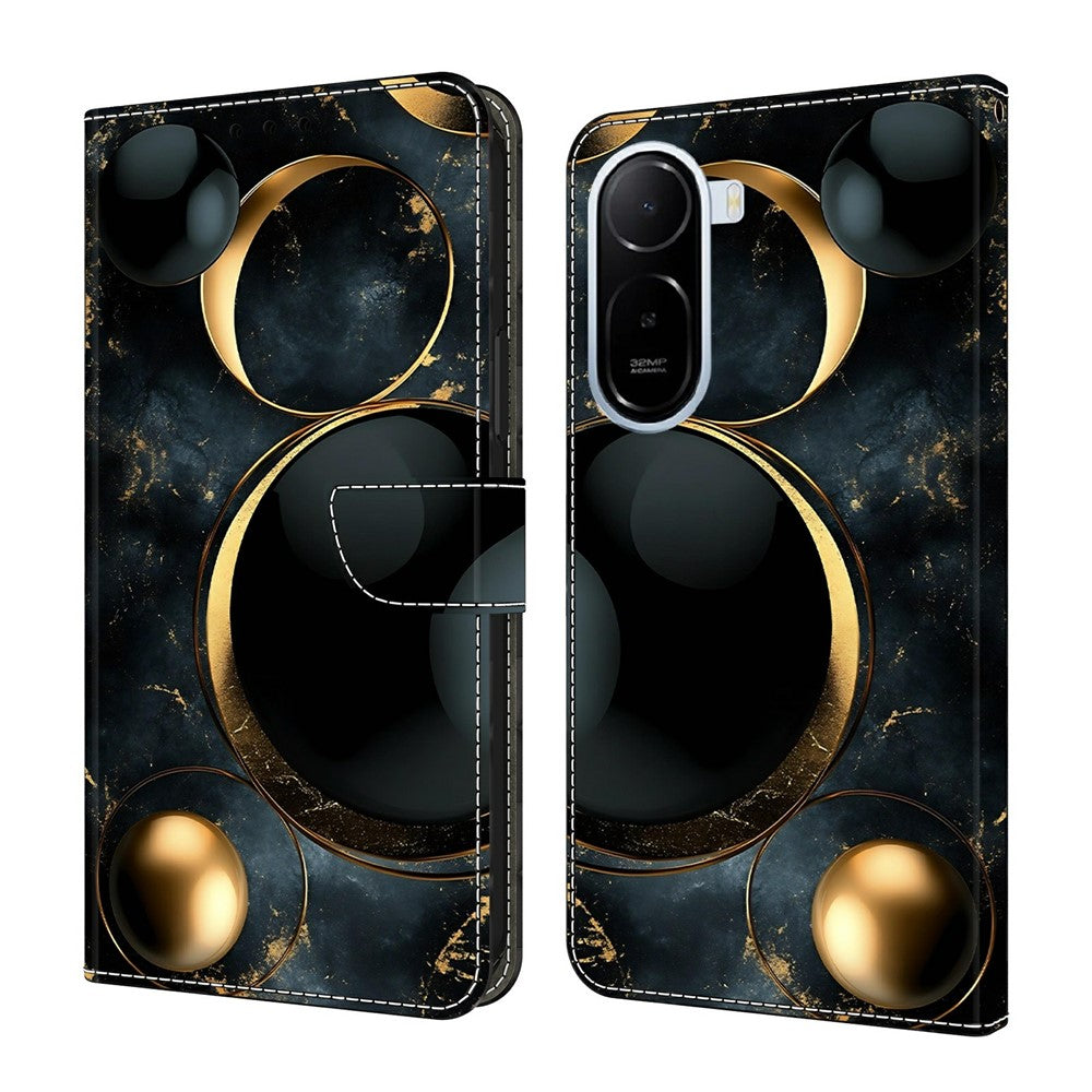 For Xiaomi Redmi A7 Pro 4G (171.56mm)  /  Redmi A7 Pro 5G  /  Poco C85x 5G Wallet Case Foldable Stand Pattern Printing Leather Flip Phone Cover