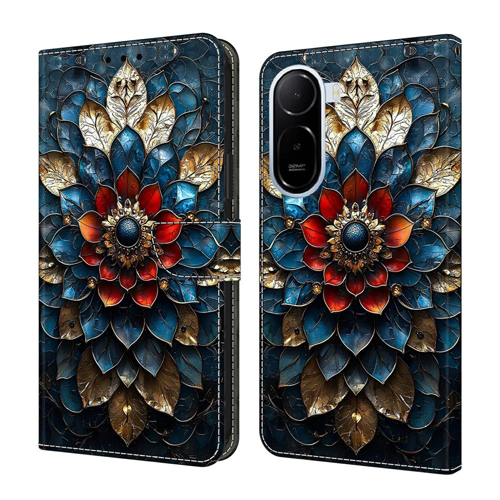 For Xiaomi Redmi A7 Pro 4G (171.56mm)  /  Redmi A7 Pro 5G  /  Poco C85x 5G Wallet Stand Case Pattern Printing Leather Phone Cover