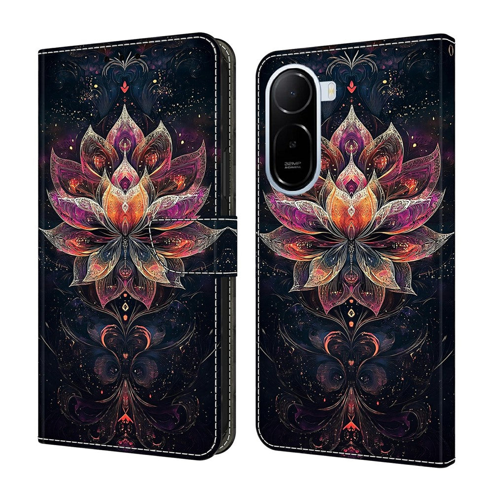 For Xiaomi Redmi A7 Pro 4G (171.56mm)  /  Redmi A7 Pro 5G  /  Poco C85x 5G Wallet Stand Case Pattern Printing Leather Phone Cover