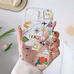 For iPhone 12 Pro Case Travel Map Aircraft Pattern Clear TPU Shockproof Phone Cover