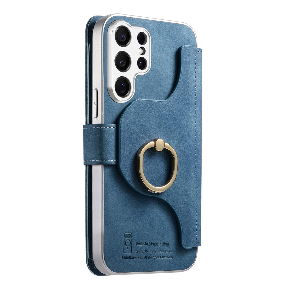 For Samsung Galaxy S26 Ultra Case RFID Blocking Detachable Magnetic Leather Phone Cover with Ring Holder
