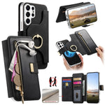 For Samsung Galaxy S26 Ultra Case RFID Blocking Detachable Magnetic Leather Phone Cover with Ring Holder