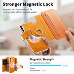 For Samsung Galaxy A27 5G Case RFID Blocking Detachable Magnetic Leather Phone Cover with Ring Holder