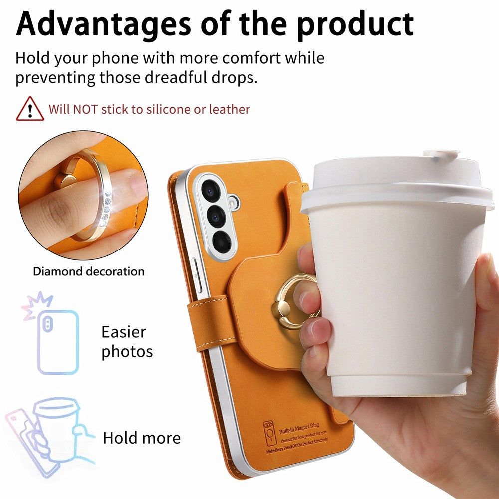 For Samsung Galaxy A27 5G Case RFID Blocking Detachable Magnetic Leather Phone Cover with Ring Holder