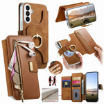 For Samsung Galaxy A27 5G Case RFID Blocking Detachable Magnetic Leather Phone Cover with Ring Holder