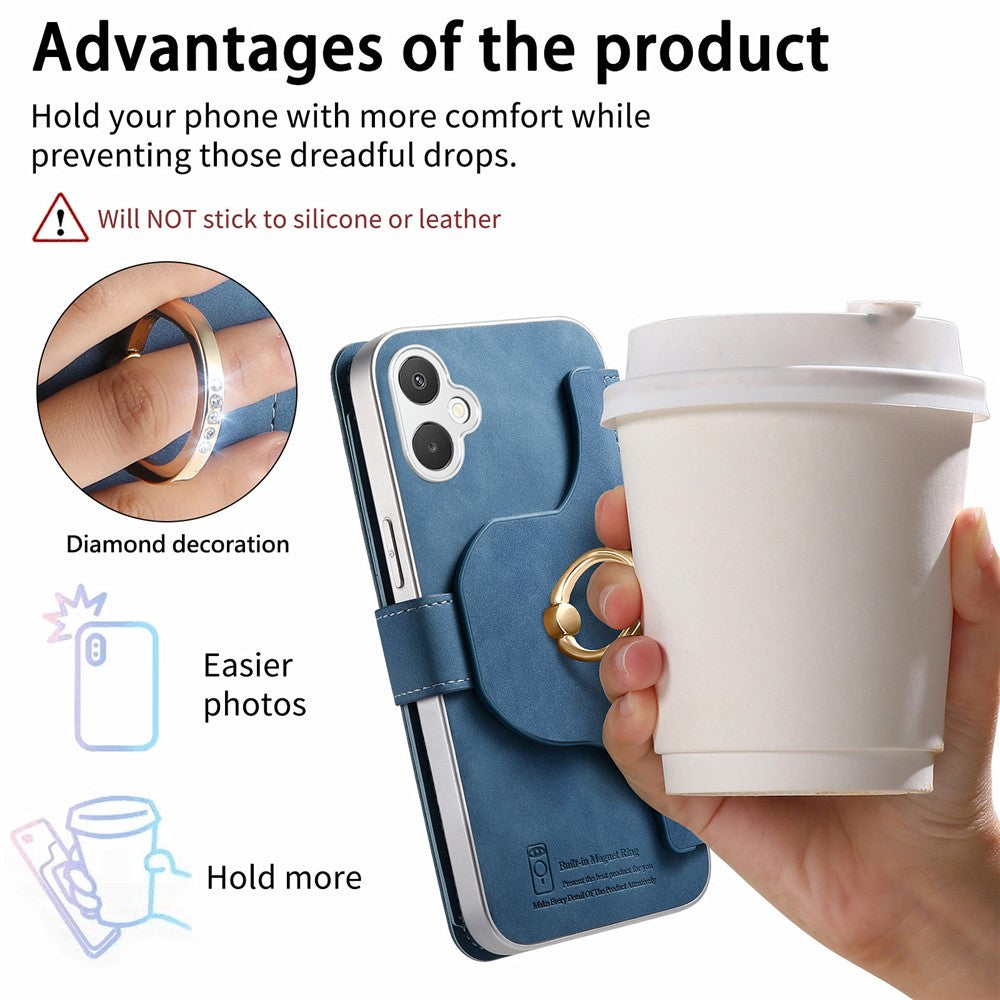Til Samsung Galaxy A08 5G / A08 4G / A07 5G / A07 4G Cover RFID Blokerende Aftageligt Magnetisk Læder Telefoncover med Ringholder