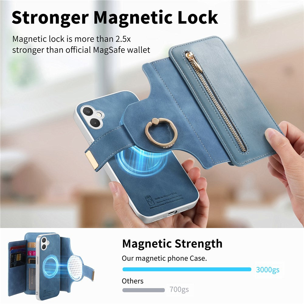 Til Samsung Galaxy A08 5G / A08 4G / A07 5G / A07 4G Cover RFID Blokerende Aftageligt Magnetisk Læder Telefoncover med Ringholder