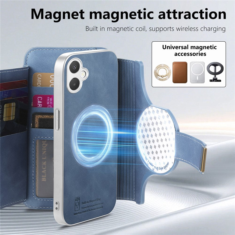 Til Samsung Galaxy A08 5G / A08 4G / A07 5G / A07 4G Cover RFID Blokerende Aftageligt Magnetisk Læder Telefoncover med Ringholder