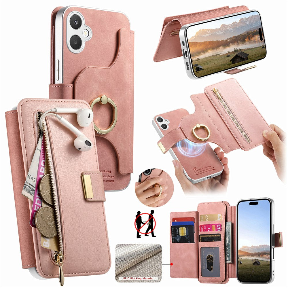 Til Samsung Galaxy A08 5G / A08 4G / A07 5G / A07 4G Cover RFID Blokerende Aftageligt Magnetisk Læder Telefoncover med Ringholder