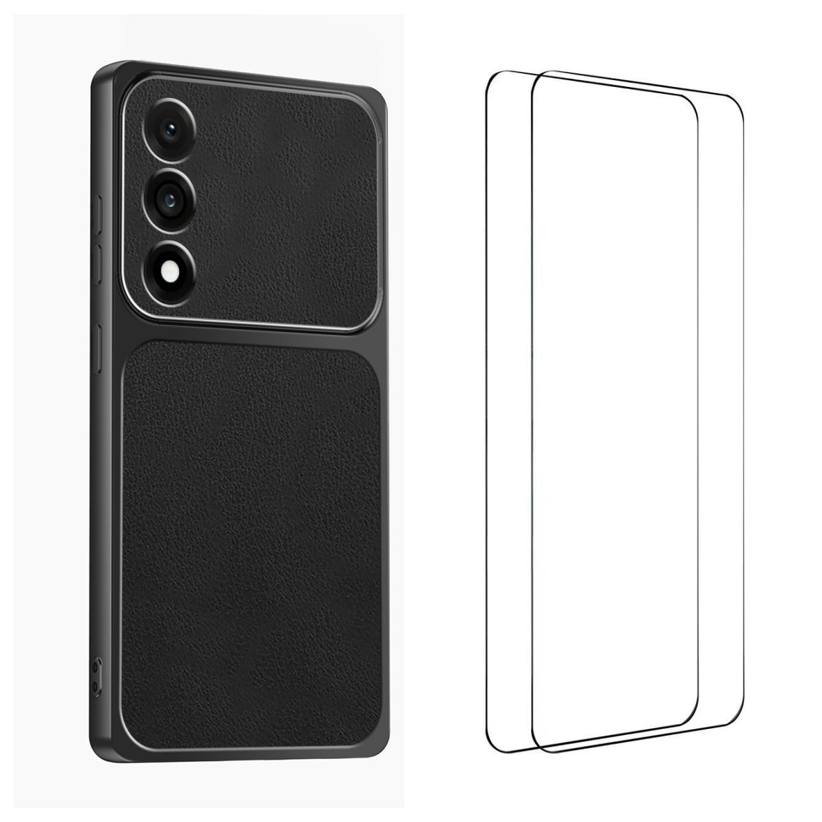 WANLONFENG til OnePlus Nord 5 5G / OnePlus Ace 5 Ultra 5G XYP-serie-cover, lammeskindsstruktur, PC TPU, præcise udskæringer, mobilcover med 2 hærdede glasfilm