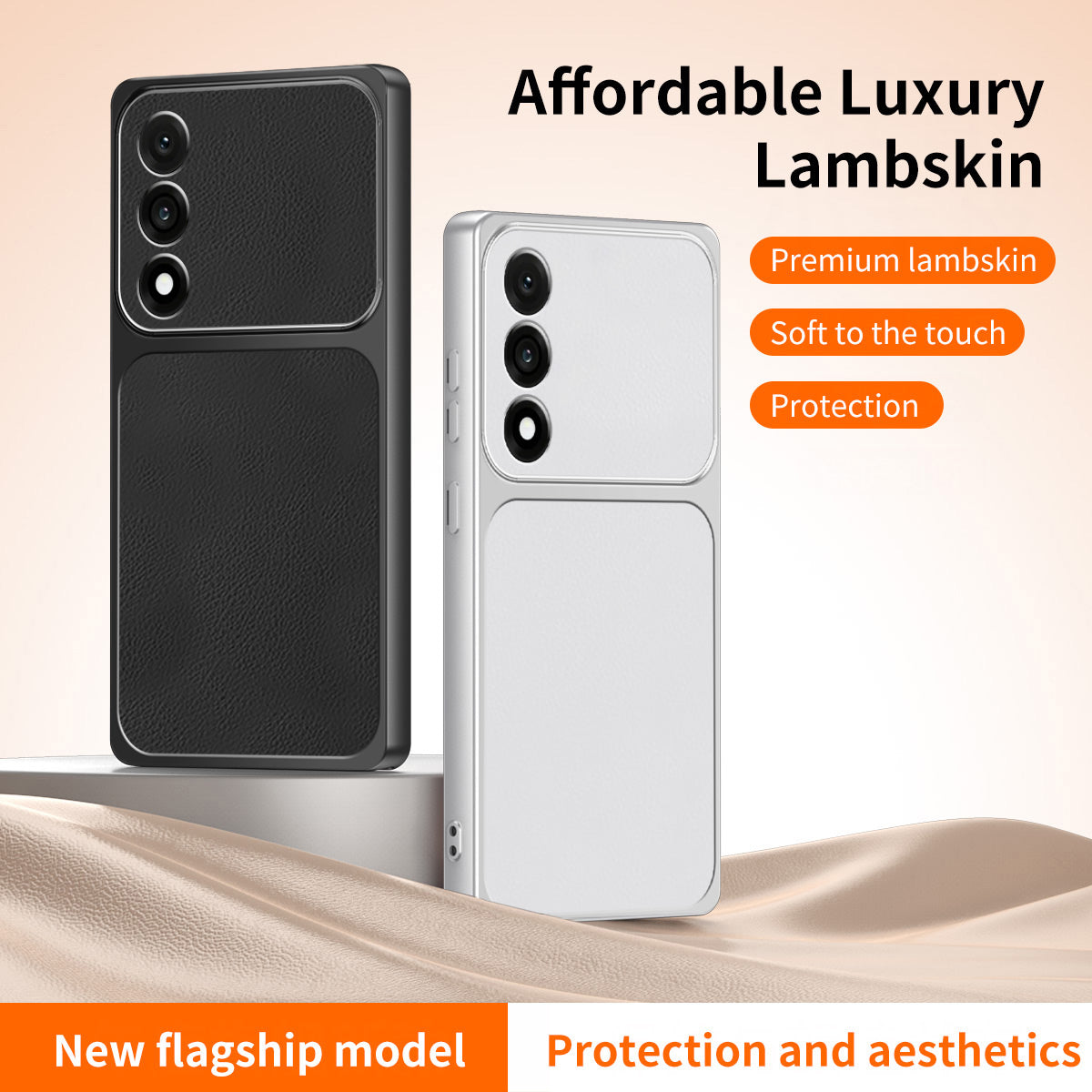 WANLONFENG til OnePlus Nord 5 5G / OnePlus Ace 5 Ultra 5G XYP-serie-cover, lammeskindsstruktur, PC TPU, præcise udskæringer, mobilcover med 2 hærdede glasfilm