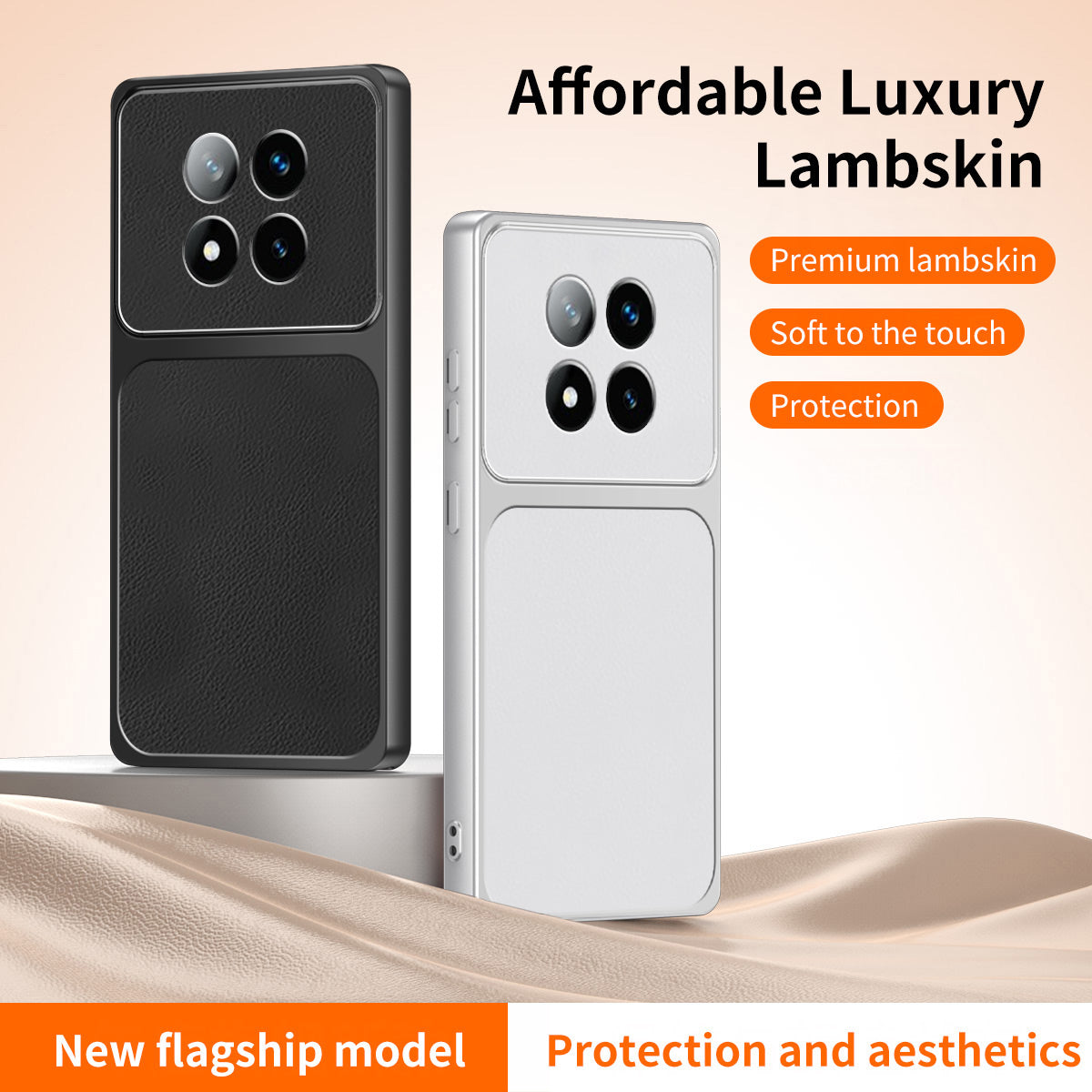 WANLONFENG XYP-seriecover til Xiaomi Poco X7 5G / Xiaomi Redmi Note 14 Pro 5G med lammeskindsstruktur, PC og TPU, præcise udskæringer og 2 stk. hærdet glas