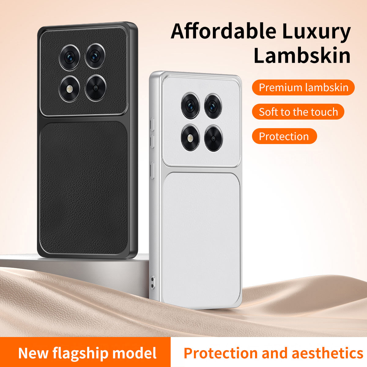 WANLONFENG for Xiaomi Redmi Note 14 Pro+ 5G XYP Series Case Lambskin Texture PC TPU Precise Cutouts Phone Cover with 2Pcs Tempered Glass Film