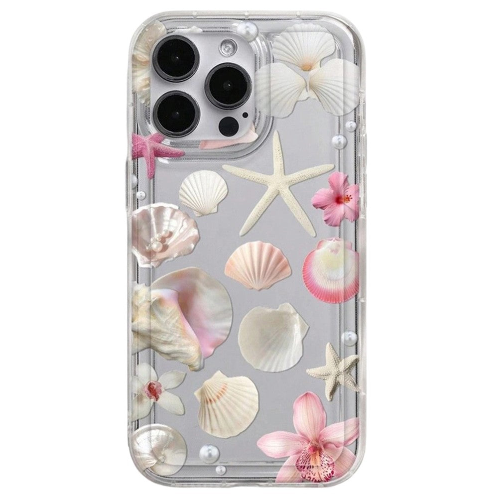 For iPhone 12 Pro Max Case Floral Starfish Shell Pattern Clear TPU Protective Phone Cover