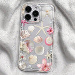 For iPhone 13 Pro Max Case Floral Starfish Shell Pattern Clear TPU Protective Phone Cover