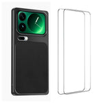 WANLONFENG for Xiaomi 17 Pro Max XYP Series Case Lambskin Texture Shockproof PC TPU Hybrid Protective Cover with 2Pcs Tempered Glass Film