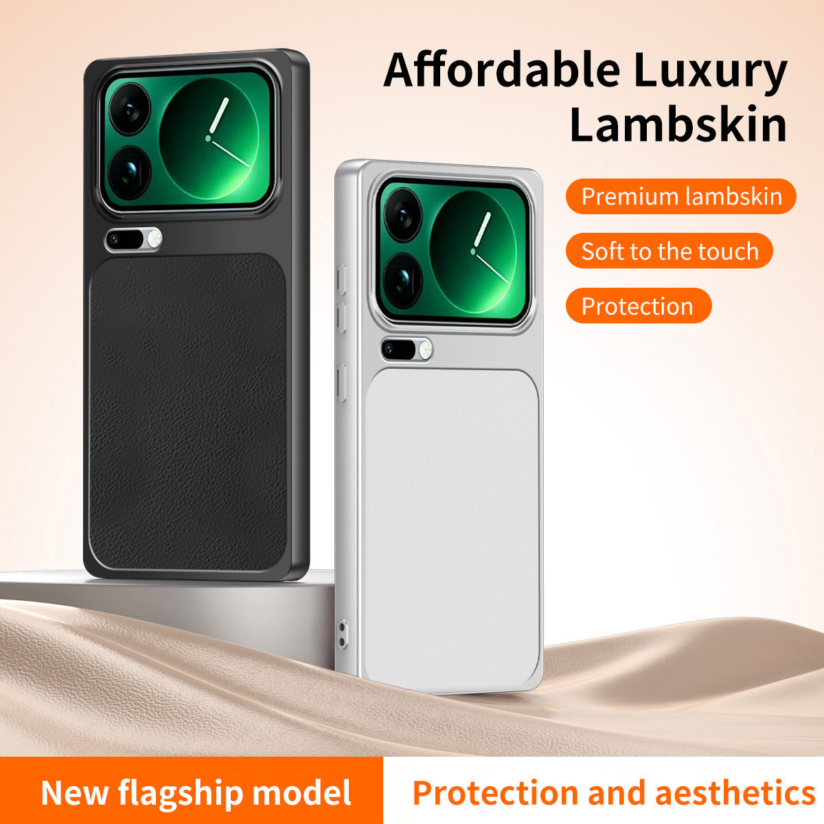 WANLONFENG for Xiaomi 17 Pro Max XYP Series Case Lambskin Texture Shockproof PC TPU Hybrid Protective Cover with 2Pcs Tempered Glass Film