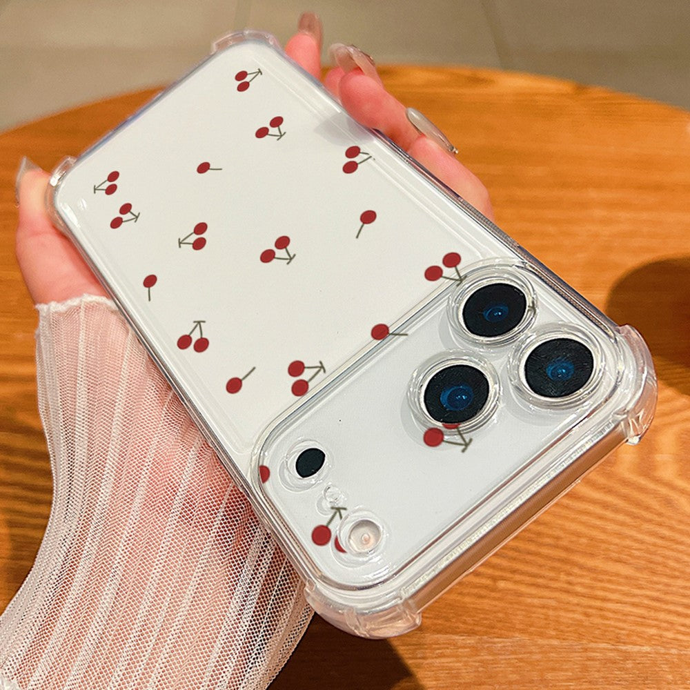 For iPhone 17 Pro Max Case Cherry Pattern Four Corner Protection Clear TPU Phone Cover