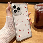 For iPhone 12 Pro Max Case Cherry Pattern Four Corner Protection Clear TPU Phone Cover